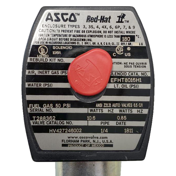 HV427246002 | ASCO Low Power Low Temperature Gas Shutoff Valve 24VDC
